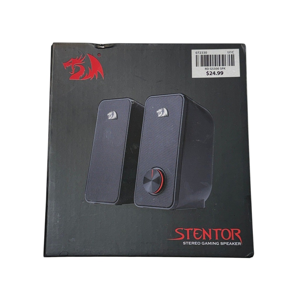 Redragon GS500 Stentor PC Gaming Speakers 2.0 Channel Stereo Red LED Black NEW